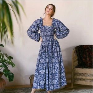 Catherine Dress in Indigo Garden